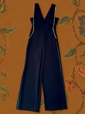 BCBGeneration Black Wide-Leg Jumpsuit with Neon Piping